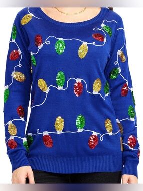 Tipsy Elves Christmas Holiday Lights Ugly Christmas Sweater Women’s
